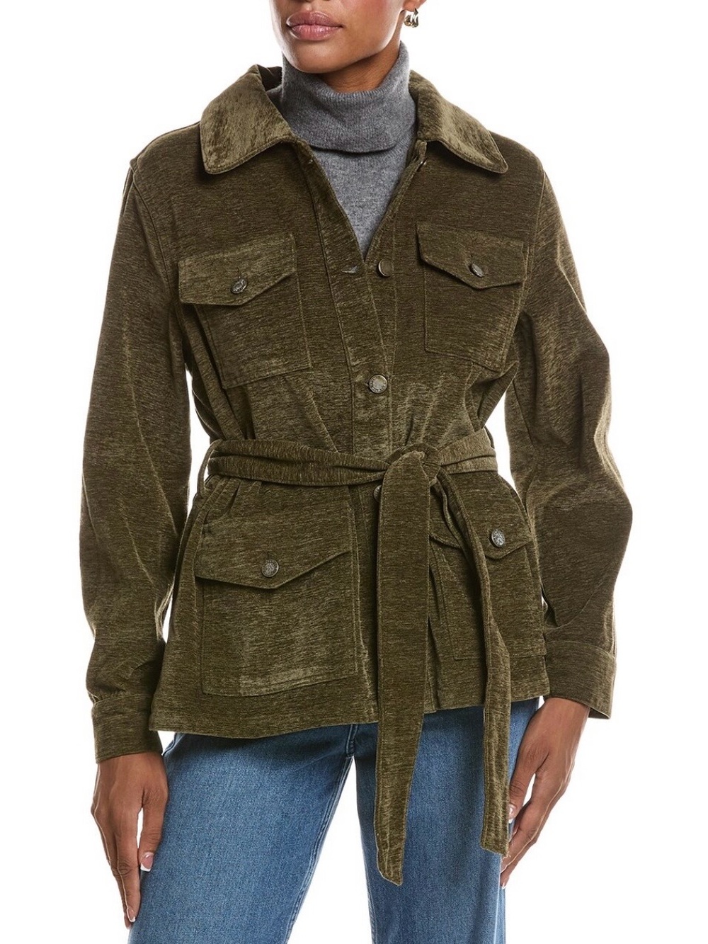 BNWT! 7 For All Mankind Olive Green Anorak Belted Jacket - Size XS